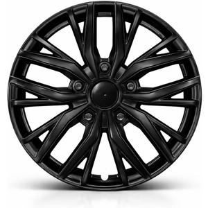 17-Inch Silver ABS Hubcaps with Steel Rings & Adjusters, Patented Design, Universal Fit, Set of 4 Wheel Covers (Glossy Black)