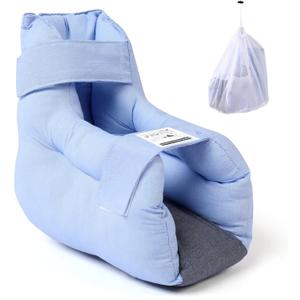 Heel Protector for Pressure Sores Relief  Foot Pillow for Bedridden Patients, Ankle Cushion for Heel Pain, Open Heel Design for Ulcer Prevention, Includes Laundry Bag (Blue -One Count (1pc)with Laundry Bag)
