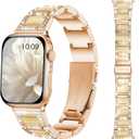 Dressy Silver iWatch Bands for Women - Compatible with Apple Watch Series 10-1/SE/Ultra, Fits 38mm 40mm 41mm 42mm 44mm 46mm - Luxury Designer Bracelet, Bling Jewelry Strap