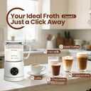 Casimhu 4-in-1 Milk Frother, Electric Milk Frother and Steamer with LED Touch Screen, Ceramic Lining Bottom, Milk Warmer 13.52oz for Lattes, Cappuccinos, and Macchiatos at Home, White