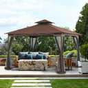 Replacement Gazebo Cover Compatible with SUNJOY 10 x 12 Regency II Patio Gazebo, L-GZ798PST, A111014400,(11X13 Ft) A101004104,A101004105,A111002001,(Brown)