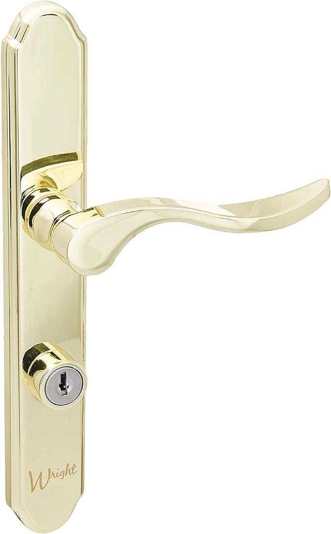 Wright Products - Serenade Mortise Keyed Lever Mount Latch with Deadbolt for Screen and Storm Doors, Polished Brass