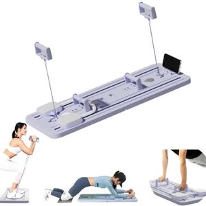 Multifunctional Abdominal Fitness Board, Portable Abdominal Roller, Push Up Bar, Folding Abdominal Exercise Equipment with Automatic Rebound