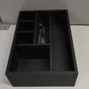 Paper Plate Holder, Utensil Caddy Organizer, Wood Paper Plate Dispenser, Silverware Caddy Holder, and Disposable Coffee Bar Accessories Box for Kitchen Counter, Party, Camping, Picnic (6 compartment)