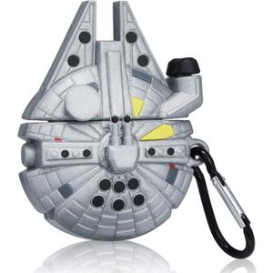 Jowhep Case for AirPod 2/1 Cartoon Design Cute Silicone Cover Keychain Fashion Funny Shockproof Soft Protective Skin for Air Pods Boys Men Cool Fun Character Shell Cases for AirPods 1/2 New Spaceship