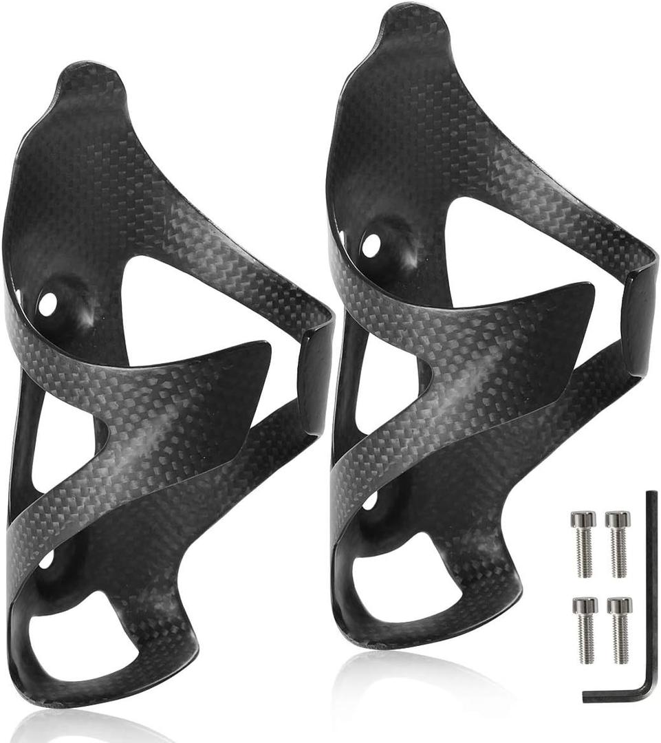 2 Pack Ultra-Light Full Carbon Fiber Water Bottle Cage, Bike Water Bottle Holder Brackets for Road & Mountain Bike