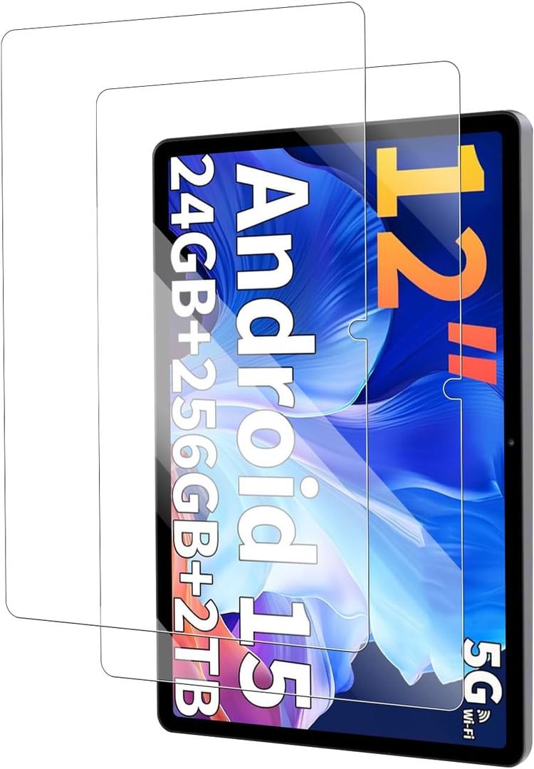 Screen Protector for Relndoo TAB9 (12 inch) Tablet, 9H tempered Glass, Drop-Proof, Scratch-Proof, Bubble-Free, 2 Pack