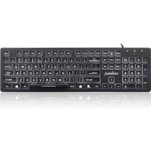Perixx PERIBOARD-317 Wired Backlit USB Keyboard, Big Print Letter with White Illuminated LED, US English Layout,Black