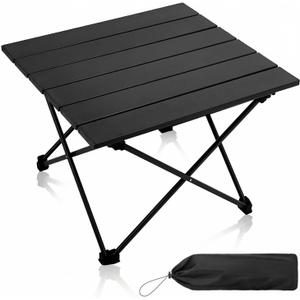 MOON LENCE Ultralight Folding Camping Table, Compact,Portbale with Carry Bag, for Outdoor Cooking, Picnic, Camp, Boat, Travel (Pure Black - S)