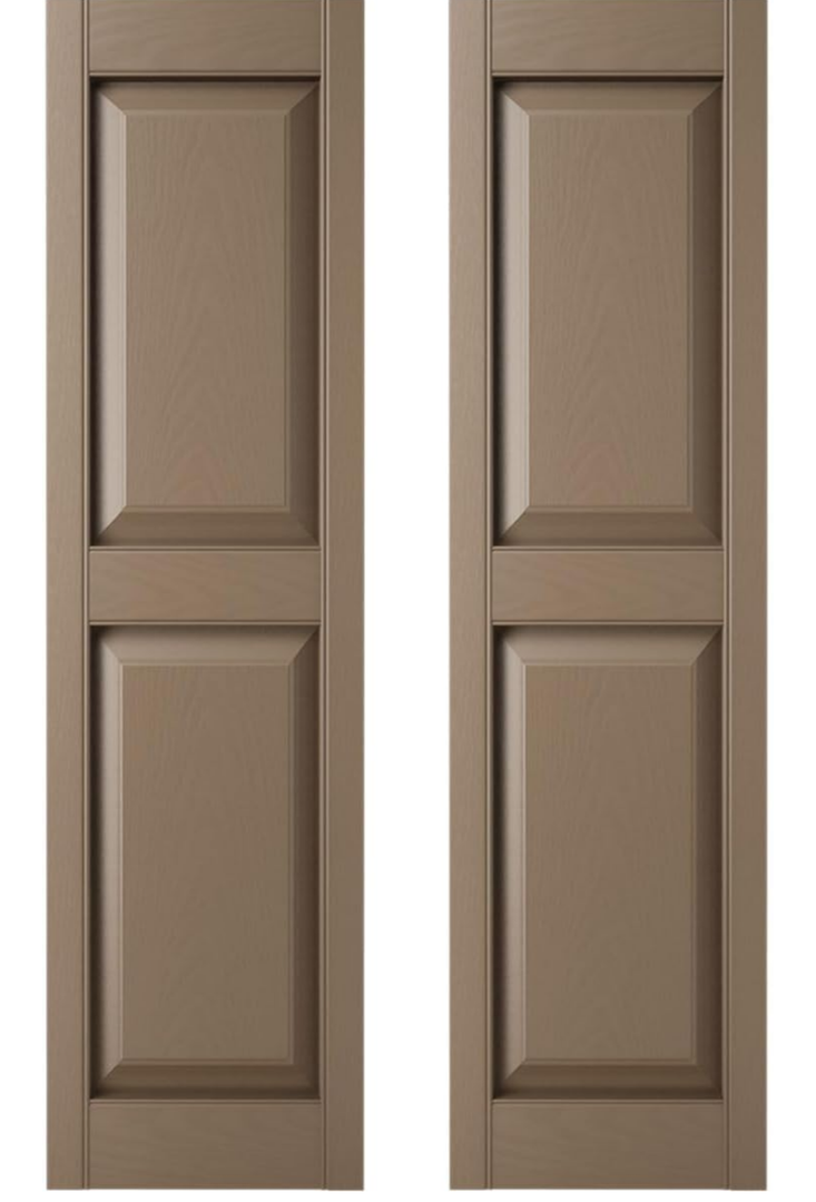 Builders Edge BEP2140048009 Custom Two Equal, Raised Panel Shutter (Per Pair), Federal Brown