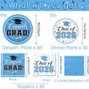Light Blue Graduation Plates and Napkins Class of 2026 Grad Congrats Party Supplies Disposable Dessert Paper Plates Cocktail Napkins for Sky Blue Graduation Party Decorations,Serve 50
