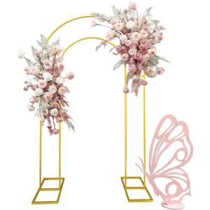 Open Arch Backdrop Stand,Double Arch Frame U Shaped Wedding Arches for Wedding Ceremony Birthday Party Bridal Baby Shower Photo Booth Garden Floral Balloon Arch Decoration (7.2x4.4FT(HW), Gold)