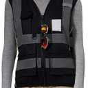 A-SAFETY High Vis Safety Vest for Women - Reflective Strips, Multi-Pockets, Zipper Closure (Medium)