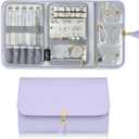 MATEIN Jewelry Organizer for Travel, Womens PU Leather Large Jewerly Holder with Tassel, Travel Necklace Earring Ring Bracelet Storage Case, Purple
