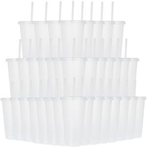 Suertestarry Tumbler with Straw and Lid, Water Bottle Iced Coffee Travel Mug Cup, Reusable Plastic Cups, Perfect for Parties, Birthdays (White, 36 Pack)