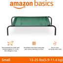 Amazon Basics Cooling Breathable Elevated Dog Bed with Metal Frame for Small Dogs, 36" x 22" x 7.5", Green
