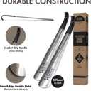 Velette Long Shoe Horn for Seniors - 2 Pack 16.5" Metal Shoe Horn Long Handle for Seniors, Men, Women & Kids - Boot Horns, Shoehorn Long-Handle, Elderly Must Haves - Shoes Spoon, Gifts for Elders