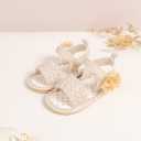 Meckior Baby Toddler Infant Girls PU Leather Soft Open Toe Summer Sandals Flower Princess Flat Shoes