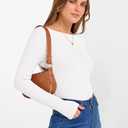ANRABESS Women's Boat Neck Long Sleeve Shirts Rib Knit Slim Fitting Tops Basic Tees 2026 Casual Comfy Fall Outfits Clothes White X-Large