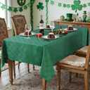 SASTYBALE St Patricks Day Tablecloth Rectangle, St Patricks Table Cloth Jacquard with Geometric Patterns, Washable Spillproof Table Cover for Dining, Camping, Parties, Holiday (60" x 84", Green)