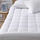 Full Mattress Pad Cover Pillow Top  Cooling White Bed Topper (Down Alternative, Full Size)