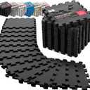 Gym Flooring Set - Interlocking EVA Soft Foam Floor Mat, 18 Pieces Puzzle Rubber Tiles Protective Ground Surface Protection, Play Workout Exercise Mats Underlay Matting Sports Pool Home Fitness Garage (12.6"L x 12.6"W x 0.4"Th)