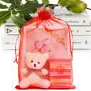 ANZNKU 8x12in 50 Pack Large Organza Bags Sheer Mesh Drawstring Mesh Gift Bag for Gift Jewelry Pouches Party Favor(Red)