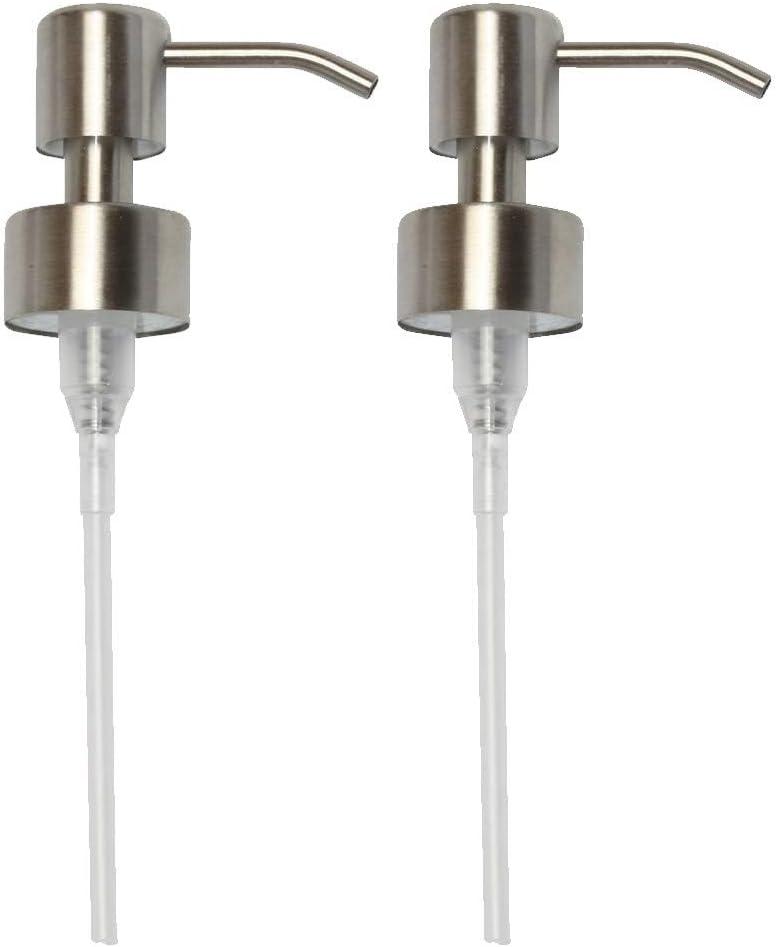 Kapitan Soap Dispenser Pump Head Replacement Spare for Standard 28/400 (26 mm - 28mm / 1.02 in-1.10 in) Neck Size, Stainless Steel Brushed Finish (2 Pieces)