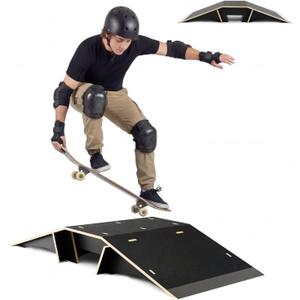 Weysat Skateboard Ramp Bike Ramp 44 Inches Solid Wood with Anti Slip Surface Skate Accessories Durable Designed for Beginners Gifts for Youngster