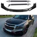 4PCS Universal Car Front Bumper Lip Body Kit Splitter Spoiler Diffuser Protector with Adjustable 8"-11" Support Splitter Rods - Gloss Black,Black Tongue