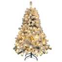 4.5ft Pre-Lit Premium Snow Flocked Hinged Artificial Christmas Tree w/150 Lights