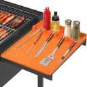 Silicone Grill Mat with Drip Pad, Premium Blackstone Griddle Accessories for Outdoor Grill Kitchen Counter, Heat-resistant BBQ Accessories for Side Shelf (Orange)