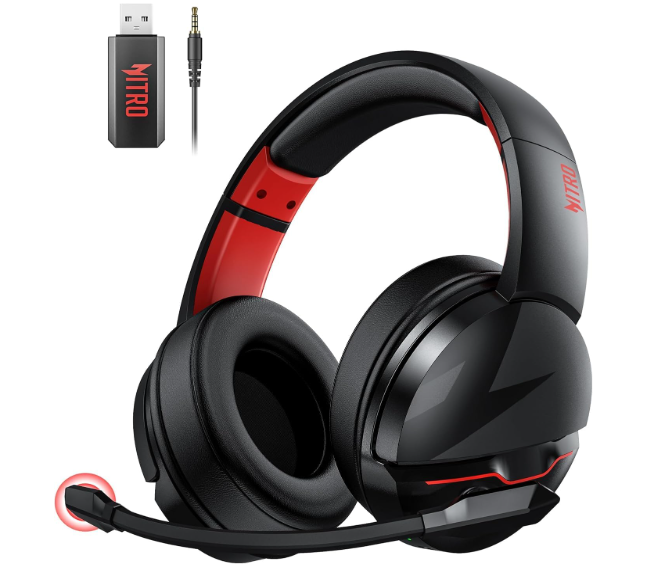 acer Wireless Gaming Headset, PS5 Headset with 2.4GHz for Ps5, Ps4, PC, Switch, Bluetooth 5.3 + 100Hrs Gaming Headphones with Noise Canceling Mic for Laptop, Mobile, Mac, 50mm Drivers (Red)