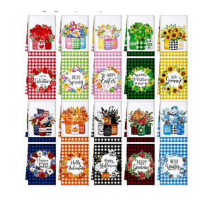 FuWeave 20 Pcs Holiday Kitchen Towels Seasonal Decorative Hand Towels Set Christmas Dish Cloths Winter Valentine's Day 16 x 24 Colorful Wash Cloths with Hanging Loop(Bouquet)