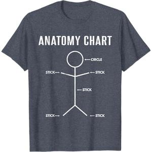 Anatomy Chart Funny Medical School Students Graphic T-Shirt (Small, Black)