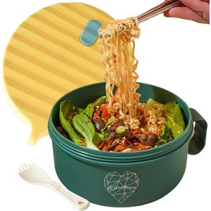 Microwaveable Ramen Noodle Bowl Cooker 40oz for Ramen, Pho, Soup, and Pasta, Dishwasher Safe and Portable, Ideal for Home, Office, Dorm, or Gift.Ai Love Peace (Green)