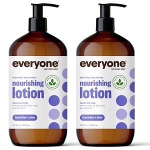 Everyone Nourishing Hand and Body Lotion, 32 Ounce (Pack of 2), Lavender and Aloe, Plant-Based Lotion with Pure Essential Oils, Coconut Oil, Aloe Vera and Vitamin E (32 Fl Oz (Pack of 2))