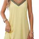 Dokotoo Summer Dresses for Women 2026 Beach Vacation Sundress V Neck Embroidered Spaghetti Strap Beach Cover Up