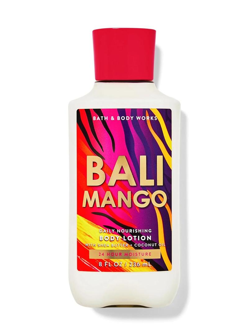 Bath and Body Bali Mango Body Lotion 8 fl oz / 236 mL Fragrance notes: juicy mango, pink passionflower and luscious nectarine