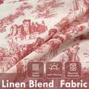 DriftAway Kitchen Curtains Toile Tier Linen Short Curtains Cafe 36 Inch Length for Living Room Bathroom Farmhouse French Country Vintage Printed Pattern Rod Pocket 2 Panels Red