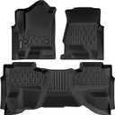 Floor Mats Compatible with 2014-2018 Chevrolet Silverado & GMC Sierra 1500 2500 3500 Double Cab, All Weather TPE Floor Liners, Custom Fit Car mats, 1st & 2nd Row, Black