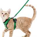 rabbitgoo Cat Harness and Leash for Walking, Escape Proof Soft Adjustable Vest Harnesses for Cats, Easy Control Breathable Reflective Strips Jacket, Grass Green,S
