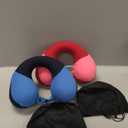 COOLBEBE Kids Travel Neck Pillow 2PCS Softly Double Support Neck Pillow for Car & Airplane, Traveling Gifts for Toddler & Children (Blue & Pink)