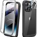 Diaclara Designed for iPhone 14 Pro Case 6.1, Full Body Rugged Case w/Built-in Touch Sensitive Anti-Scratch Screen Protector+9H Tempered Glass Camera Lens Protector (Black)
