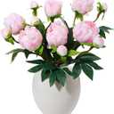 2 x ucky 6PCS Pink Peonies Artificial Flowers, Realistic 2 Heads Silk Peonies with Stems & Buds, 17.51" Faux Peony Bouquets for Wedding Centerpieces DIY Home Table Vase Decor