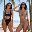 SUUKSESS Women Sexy One Piece Tummy Control Swimsuit Cutout Backless Bathing Suit (M)