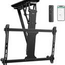 WALI Motorized Ceiling TV Mount with Remote, Electric Flip Down TV Bracket for 32 to 70 inch Flat and Curved Screen Up to 77 Lbs, Pitched Roof, Max Mounting Holes 600x400mm (FCM604), Black