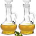 Set of 2 Olive Oil Dispenser Bottle with Stopper, Elegant Style Glass Cruet Bottles for Kitchen, 250ml Oil Dispenser Spout Container for Syrup Olive Vinegar