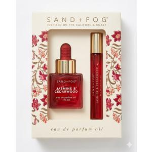 Sand + Fog JASMINE & CEDARWOOD  Eau de Parfum Oil Set, 1 fl oz Dropper and 0.33 fl oz Roller, JASMINE & CEDARWOOD