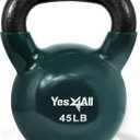 Yes4All Vinyl Coated Kettlebell With Protective Rubber Base, Strength Training Kettlebells for Weightlifting, Conditioning, Strength & Training (45LB - Midnight)